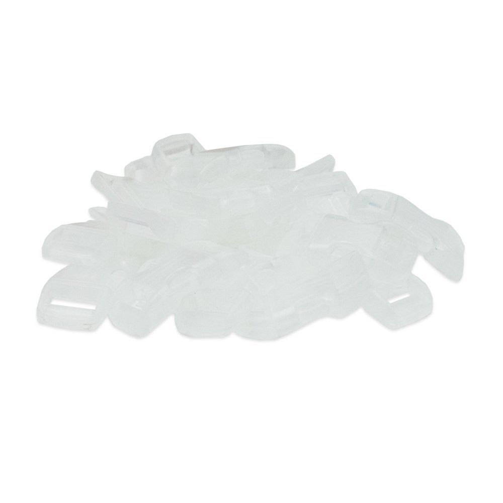 Paracord Planet Bulk Quantity - 3/8 Inch Contoured Quick Side Release Plastic Buckle Snap Clasp Available in and Quantities (500 Pack, Clear White)