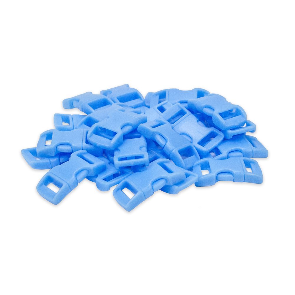 Paracord Planet Bulk Quantity - 3/8 Inch Contoured Quick Side Release Plastic Buckle Snap Clasp Available in and Quantities (500 Pack, Light Blue)