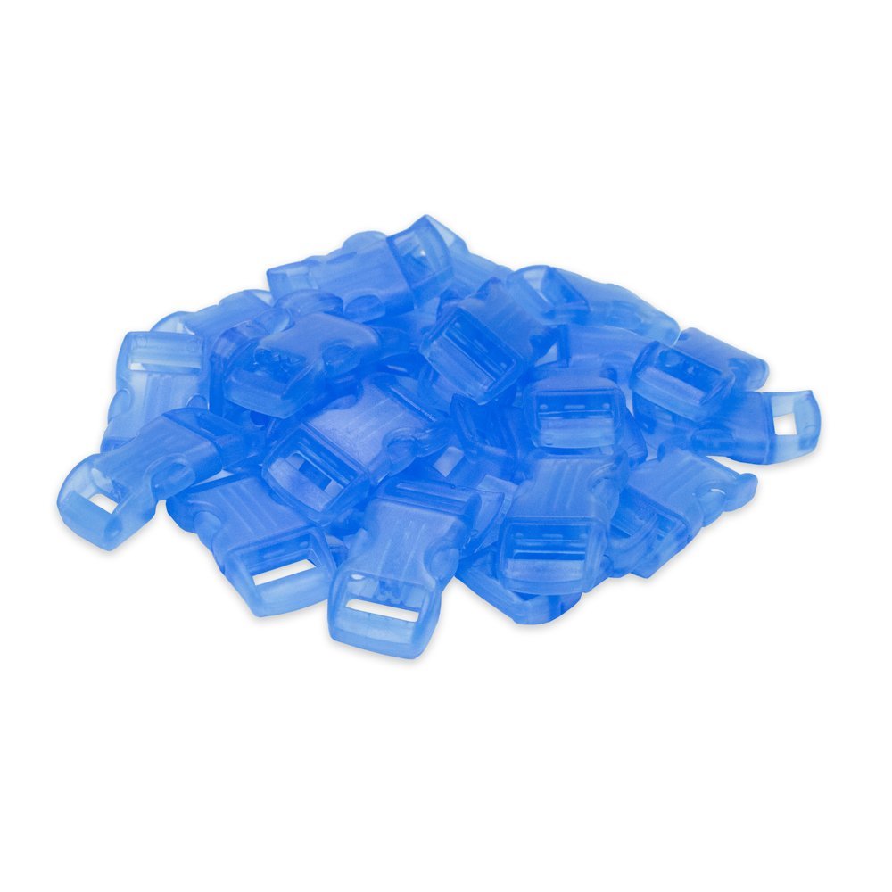 Paracord Planet Bulk Quantity - 3/8 Inch Contoured Quick Side Release Plastic Buckle Snap Clasp Available in and Quantities (500 Pack, Clear Blue)