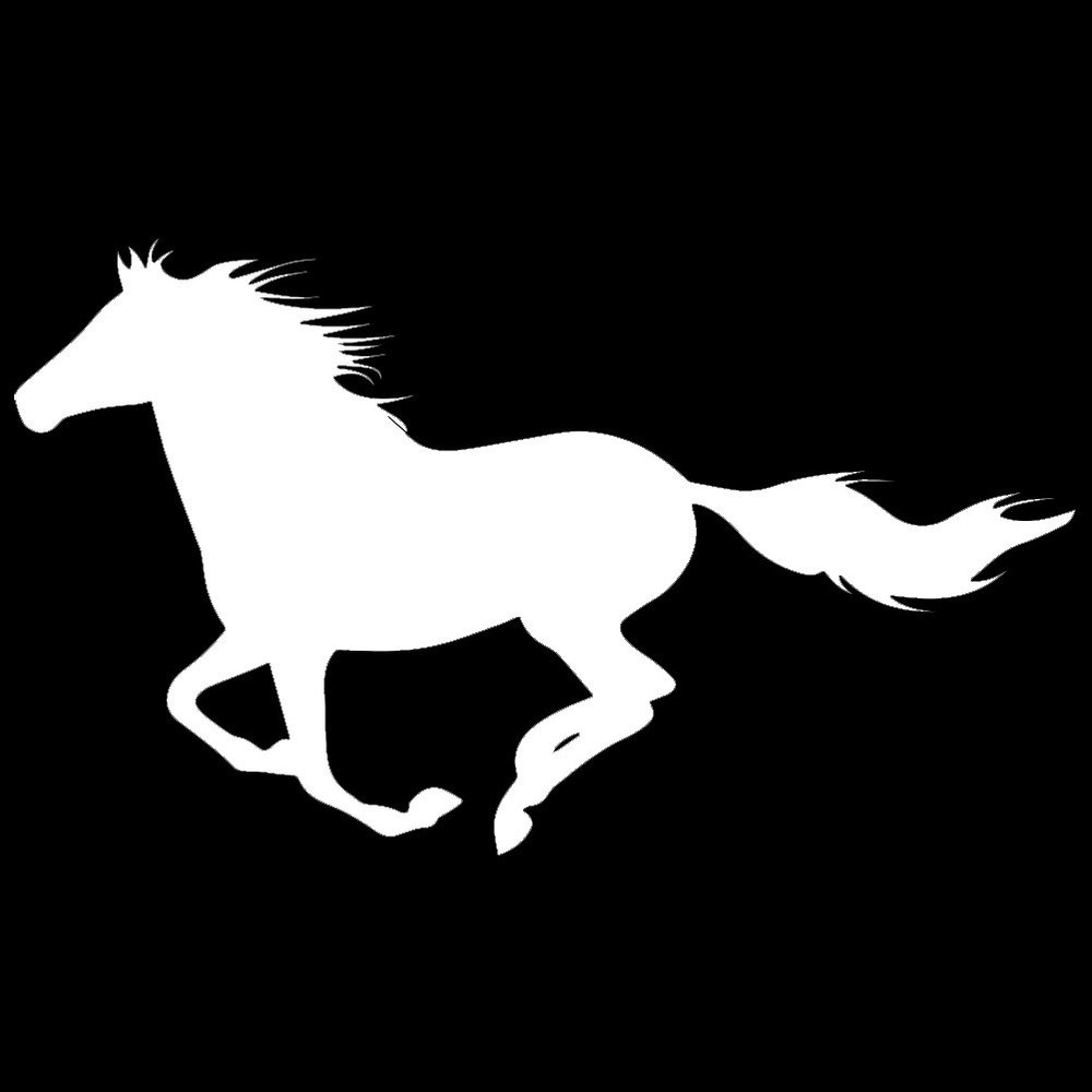 Galloping Horse Silhouette 6" Vinyl Sticker Car Decal (6" Black)