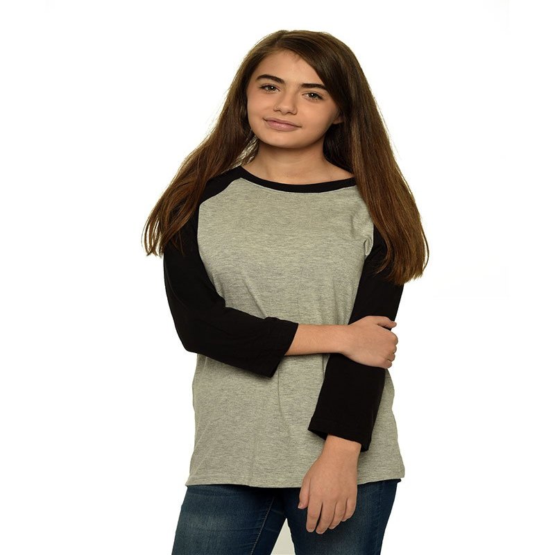 Monag Unisex Youth Raglan Tee Heather/Black YXL