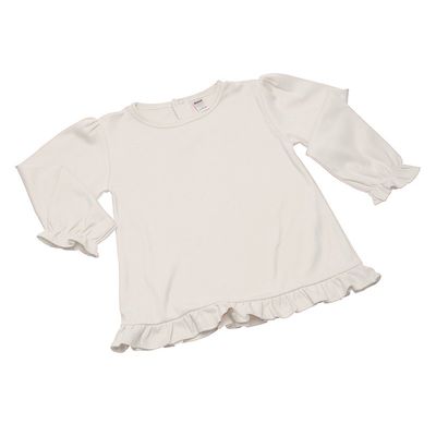 Monag Long Sleeve Ruffle Tshirt, Toddler Ruffle Top, Blank Frill Long Sleeve T-Shirt 6y White