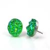 12mm Faux Druzy Stud Earrings - Stainless Steel Posts for Sensitive Ears Boho Chic Sparkly Glitter Studs (Kelly Green) view 1