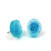 12mm Faux Druzy Stud Earrings - Stainless Steel Posts for Sensitive Ears Boho Chic Sparkly Glitter (Clear Turquoise) view 1