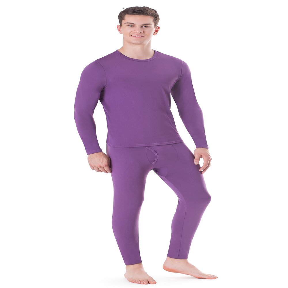 Rocky Thermal Underwear Men Long Johns Men Thermal Underwear Thermals Mens Base Layer Mens Thermals Top and Bottom Set (Plum, Small, Standard Weight - 185 GSM, One Pack)