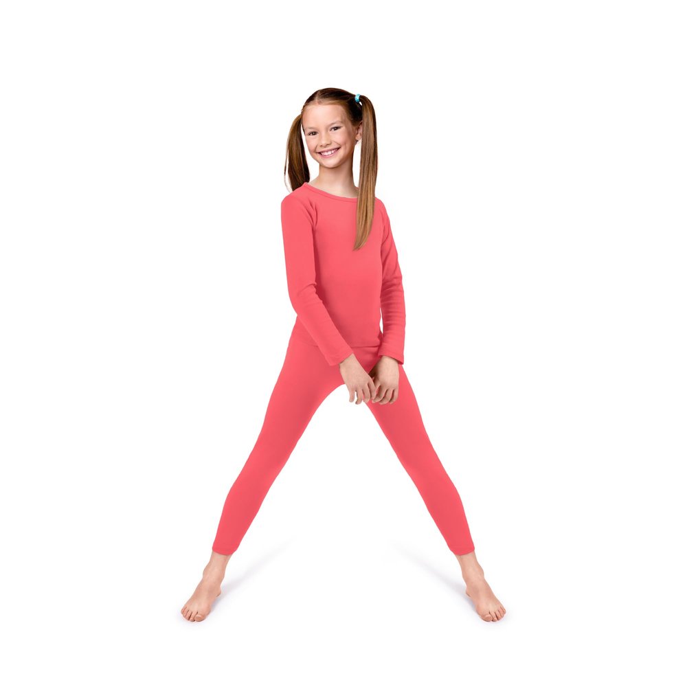 Rocky Thermal Underwear Kids Girls Thermal Underwear Set Long Johns kid Thermals Kid Base Layer kids thermals top bottom set, Coral, Small, Standard-185 GSM, THERMALS SET