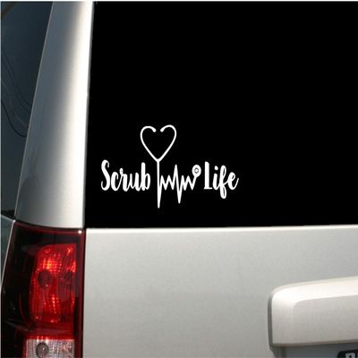 Appalachian Decals 6" White Vinyl Scrub Life Decal - Nurse - Doctor - RN - LPN - CNA - Made in The USA