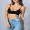 Blue 55 Women's Sexy Everyday Basic Deep V-Neck Padded Bralette (M/L, Black) view 2