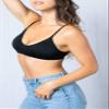 Blue 55 Women's Sexy Everyday Basic Deep V-Neck Padded Bralette (M/L, Black) view 3