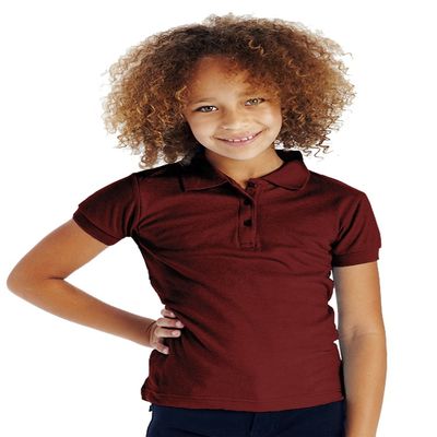 Cutie Patootie - Girls - Solid Polo Shirt w/Cute Button-Up - 10 - Burgundy