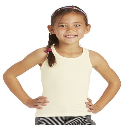 Cutie Patootie - Girls - Solid Racerback with Lace Back Tank - 7 - Beige