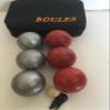 BuyBocceBalls Listing -73mm Metal Petanque and Boules 6 Ball Set with 3 Plain Grind Sand and 3 red Balls and Black Bag view 3