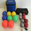 BuyBocceBalls Unique Package - Glow in Dark Bocce Set and - 73mm Metal Bocce/Petanque - 8 Ball Set with 4 Striped Grind Sand and 4 red Balls and Black Bag view 1