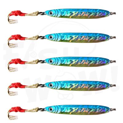 5pcs Fish WOW! 150g Fishing Vertical Metal Speed jig 5.25oz Knife Jig with Two Assist Hooks - Blue