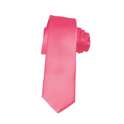K. Alexander Skinny Hot Pink Tie 2 Inch Solid Mens Tie Satin