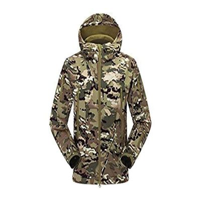 DLP Tactical Stalker Soft Shell Waterproof & Windproof Fleece Hooded Jacket (CP, XXL)