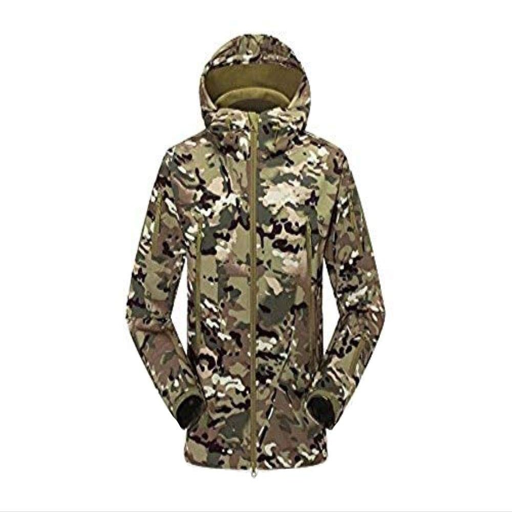 DLP Tactical Stalker Soft Shell Waterproof & Windproof Fleece Hooded Jacket (CP, XXL)