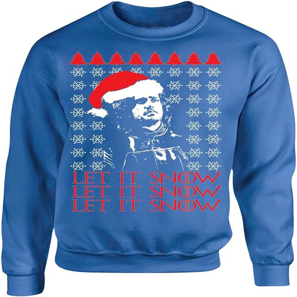 ALLNTRENDS Adult Crewneck Let It Snow Ugly Christmas Sweater Gift (M, Royal Blue)