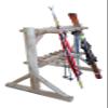 11-Place Freestanding Log Ski Rack Holder, Indoor & Outdoor Snowboard Racks, Standing Storage, Garage Racks for Snow Skis, Durable Snowboard Rack Garage Storage Organizer - Unfinished view 3