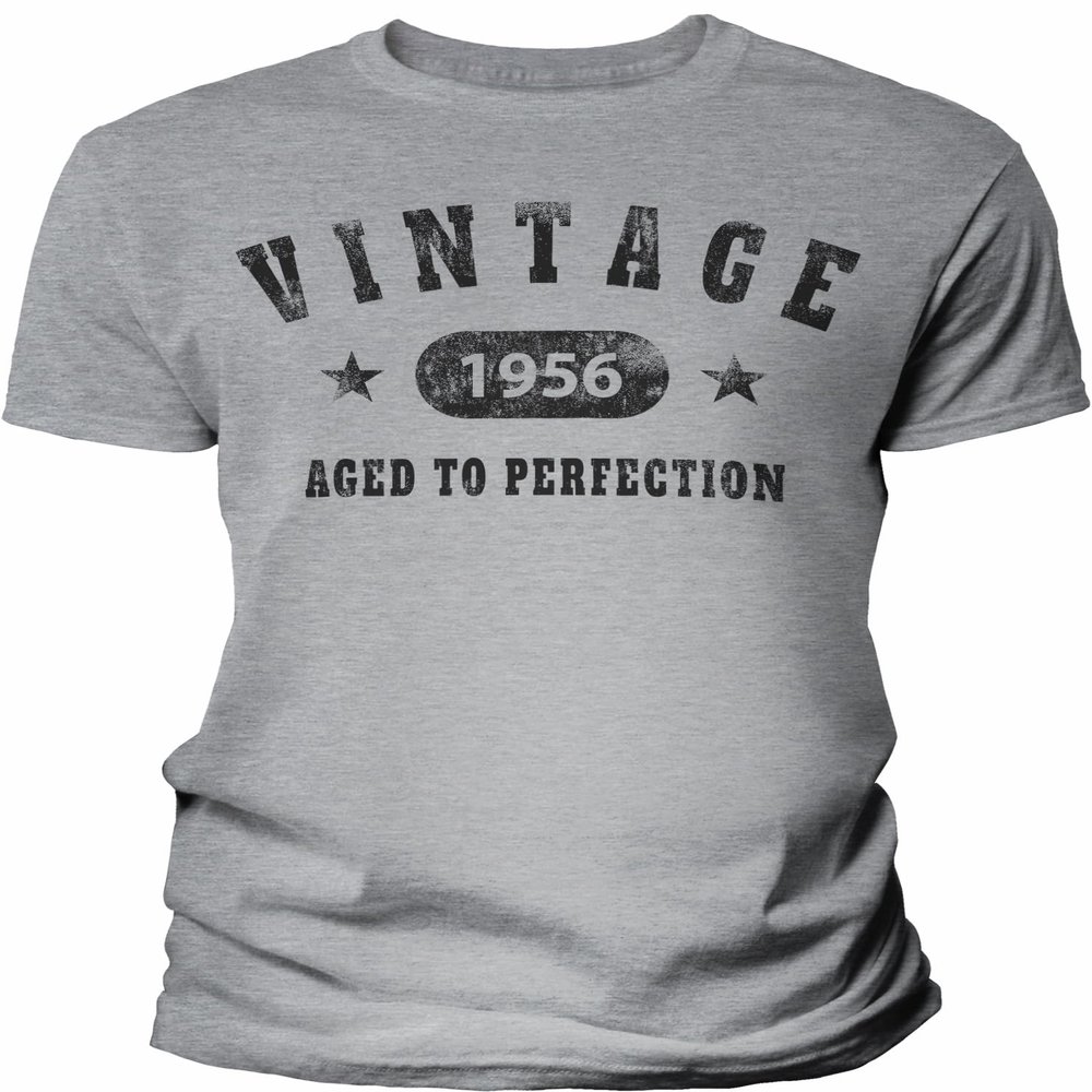 1956 Birthday Shirt for Men - Vintage Stars 1956 Aged to Perfection - 70th Birthday Gift - F/Sport Grey-4X