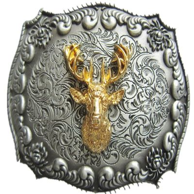 JEAN'S FRIEND Western Cowboy Wildlife Deer Head Double Color Belt Buckle