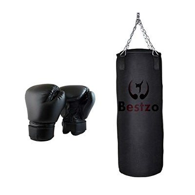 Bestzo MMA Punching Bag - Cylinder Shape Pound/Floor Striking -Black-Synthetic Leather -59 inch