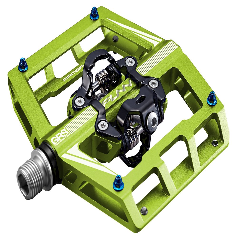 Funn Mamba Mountain Bike Clipless Pedals, Double Sided Clip Wide Platform MTB Pedals, Compatible with SPD Cleats, 9/16-Inch CrMo Axle Bicycle Pedals for MTB/BMX/Gravel Cycling (Green)
