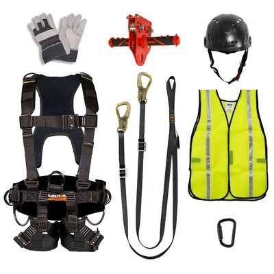Fusion Climb Pro Backyard FK-A-HLTCHVG-42 Carabineer Helmet Vest Gloves Bundle, Black