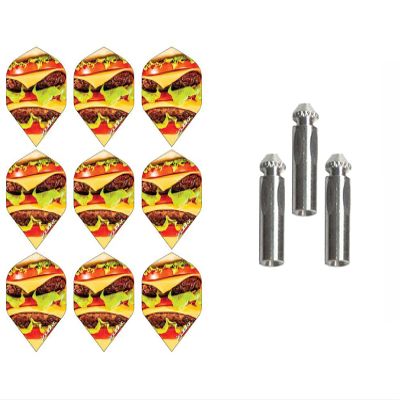 iFlight 3 Sets of Ruthless Standard Dart Flights Plus 1 Set of 3 Aluminum Dart Flight Protectors (Hamburger)