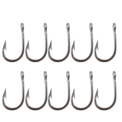 10pcs Fish WOW! Swordfish Hook Big Game Southern Stainless Steel Tuna Hooks - Size 9/0