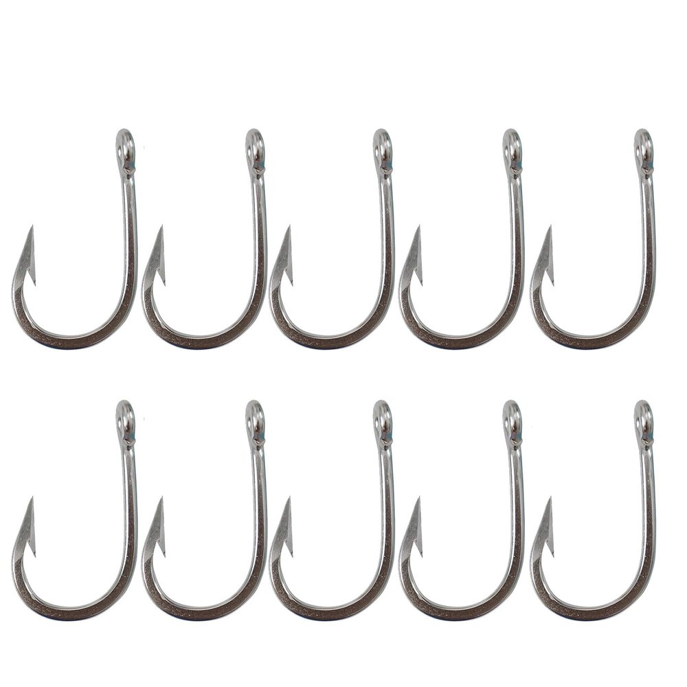 10pcs Fish WOW! Swordfish Hook Big Game Southern Stainless Steel Tuna Hooks - Size 9/0