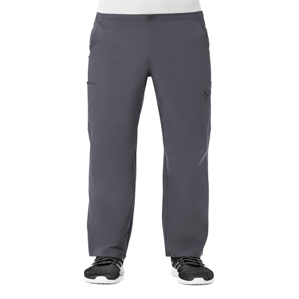 Maevn EON Men's Half Elastic 8-Pocket Cargo Scrub Pants (Small Short, Pewter)