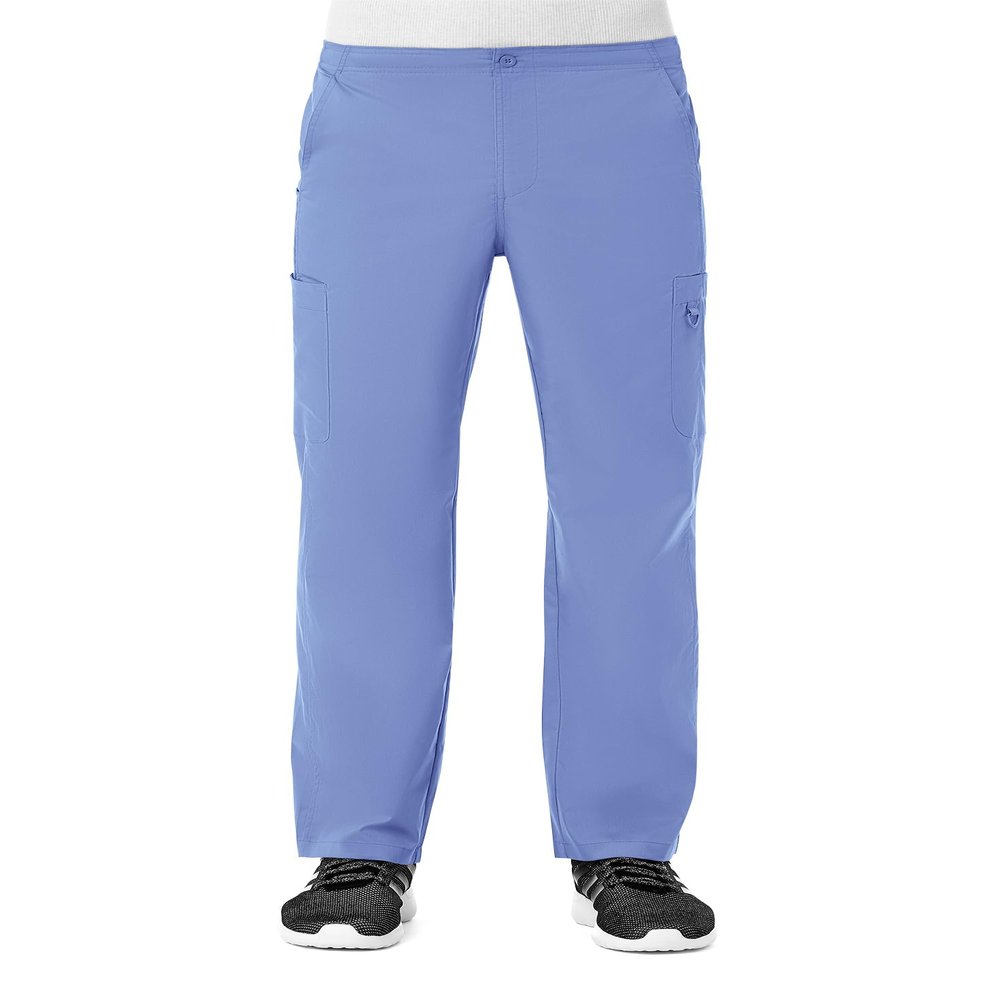 Maevn EON Men's Half Elastic 8-Pocket Cargo Scrub Pants (Large Short, Ceil Blue)