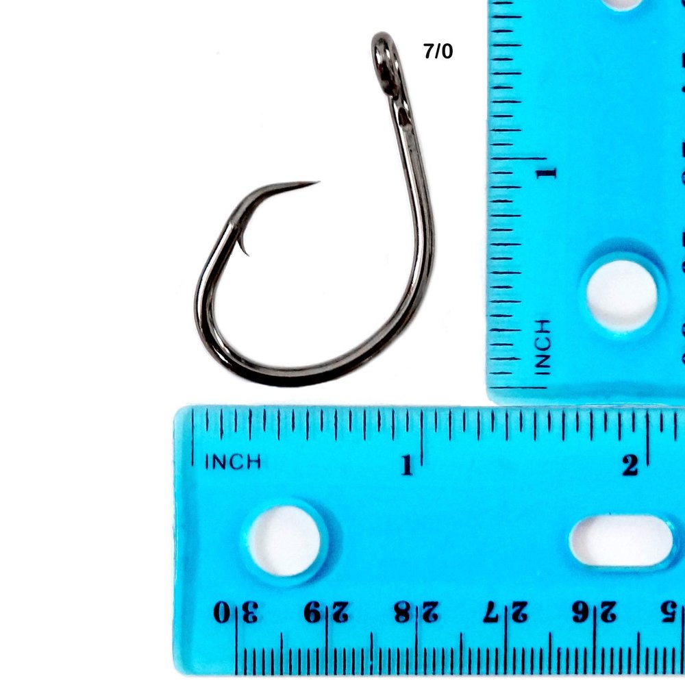 50pcs Fishing 4X Strong Offset Circle Hooks - Size 7/0