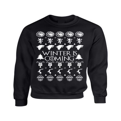 ALLNTRENDS Adult Crewneck Winter is Coming Ugly Christmas Sweater Holiday (M, Black)