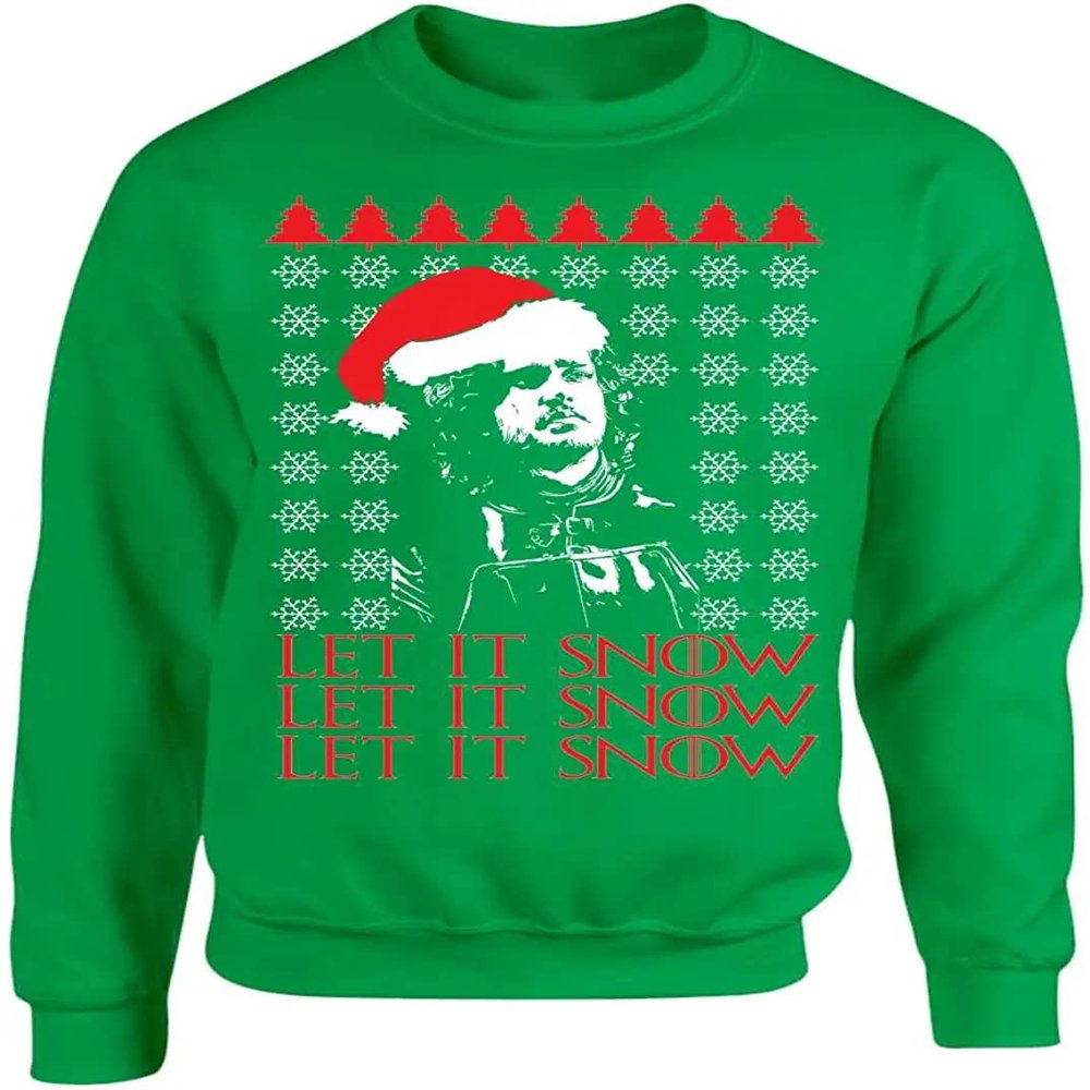ALLNTRENDS Adult Crewneck Let It Snow Ugly Christmas Sweater Gift (S, Irish Green)