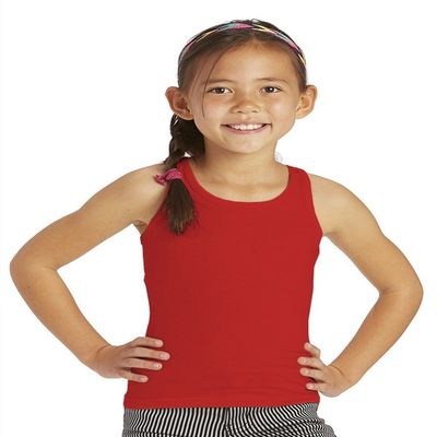 Cutie Patootie - Girls - Solid Racerback with Lace Back Tank - 12 - Red