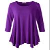 LARACE Plus Size Tops for Women 3/4 Sleeve Shirts Tunic Tops Loose Fit Basic Lady Clothes (3X, Deep Purple) view 1