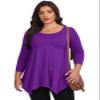LARACE Plus Size Tops for Women 3/4 Sleeve Shirts Tunic Tops Loose Fit Basic Lady Clothes (3X, Deep Purple) view 4