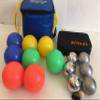 BuyBocceBalls Unique Package - Glow in Dark Bocce Set and 73mm Metal Petanque/Boules 6 Ball Set with 3 Silver and 3 Plain Grind Sand Balls and Black Bag view 1