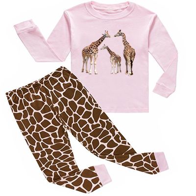Babygp 2 Pieces Pajamas Sets Little Girls Long Sleeves Sleepwears 100% Cotton Clothes Toddler Kid PJs(Pink Giraffe,4 Years)