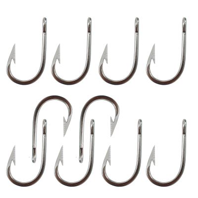 10pcs Fish WOW! Swordfish Hook Big Game Southern Stainless Steel Tuna Hooks - Size 10/0