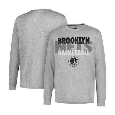 Ultra Game NBA Official Mens Super Soft Supreme Long Sleeve T-Shirt - Unisex, Brooklyn Nets, Heather Gray, Large