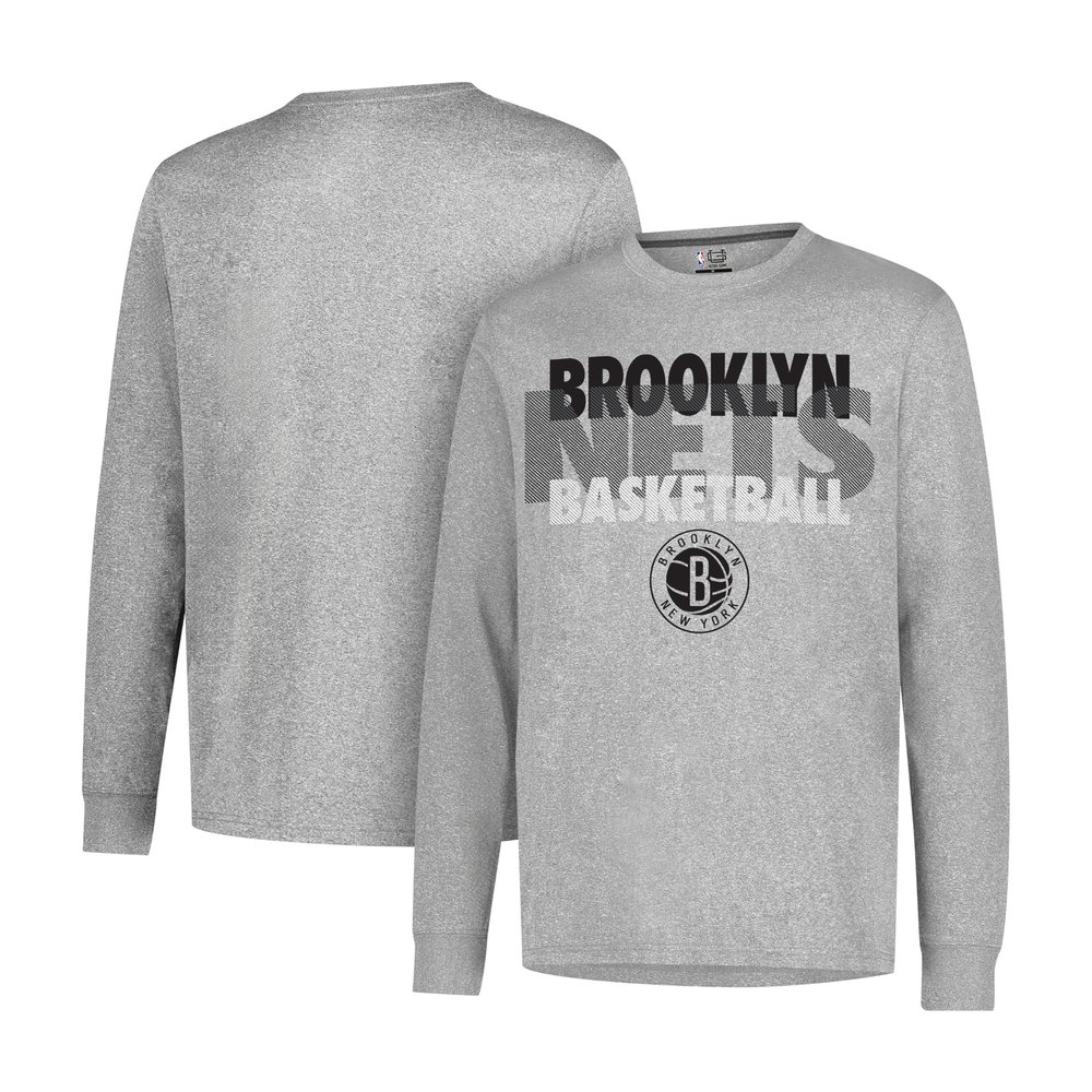 Ultra Game NBA Official Mens Super Soft Supreme Long Sleeve T-Shirt - Unisex, Brooklyn Nets, Heather Gray, Large
