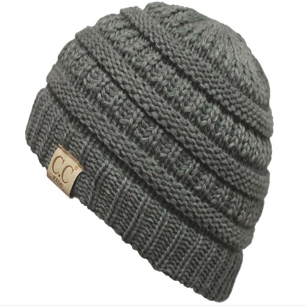Funky Junque Toddler Winter Hat Ages 14, Soft Knit Beanie for Boys & Girls, Cozy Warm Kids Beanies for Cold Weather - Heather Gray