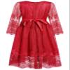 Bonny Billy Girl's Classy Embroidery Lace Maxi Flower Girl Dress 3-4 Yrs Red view 4