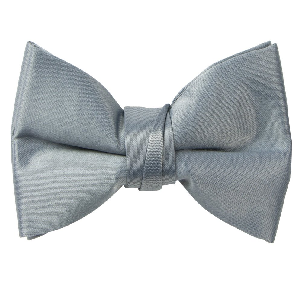 Spring Notion Boys' Pre-Tied Banded Satin Bow Tie, Small with Gift Box, Medium Grey