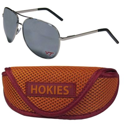 NCAA Siskiyou Sports Fan Shop Virginia Tech Hokies Aviator Sunglasses and Sports Case One Size Silver