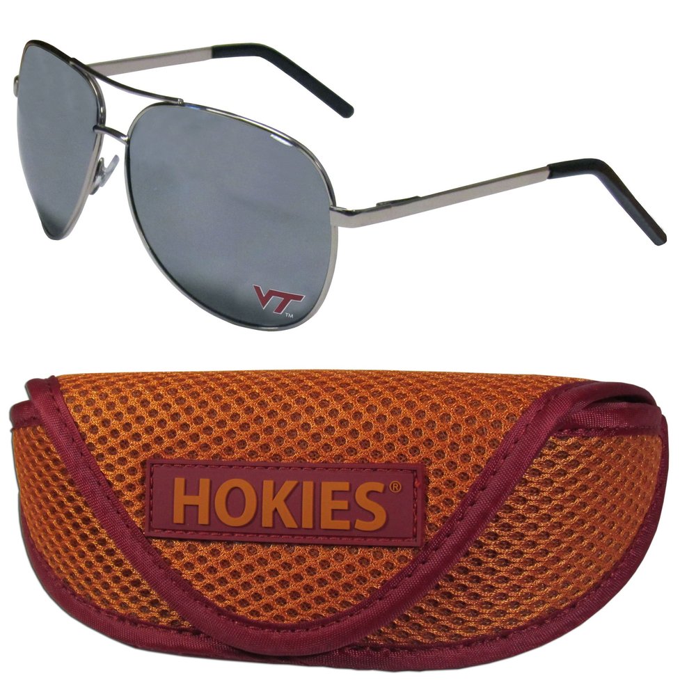 NCAA Siskiyou Sports Fan Shop Virginia Tech Hokies Aviator Sunglasses and Sports Case One Size Silver