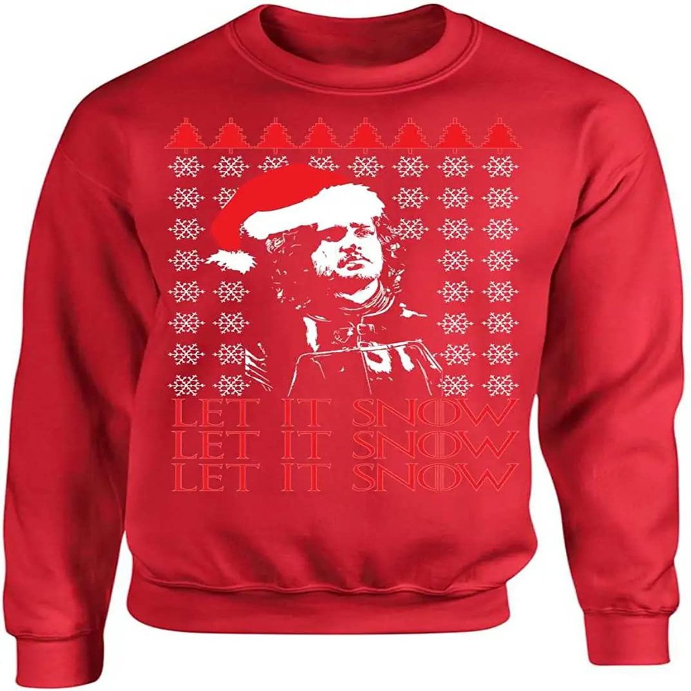 ALLNTRENDS Adult Crewneck Let It Snow Ugly Christmas Sweater Gift (2XL, Red)